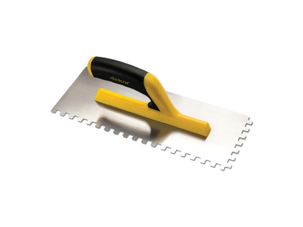 Ceramic Trowel Square Toothed, Open Plastic Handle